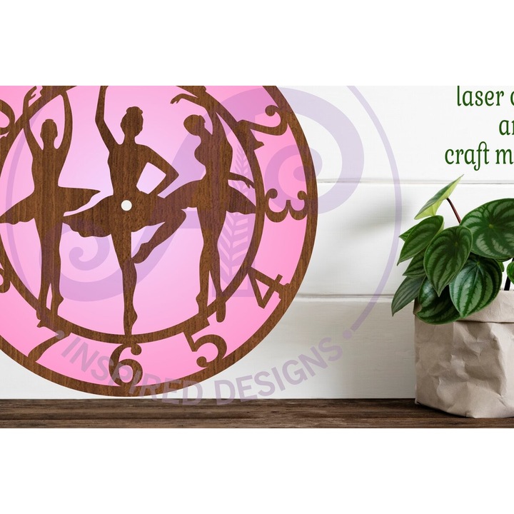 Ceas decorativ din lemn cu laser, Intrahome, 8x8 cm, pentru decorare si proiecte DIY