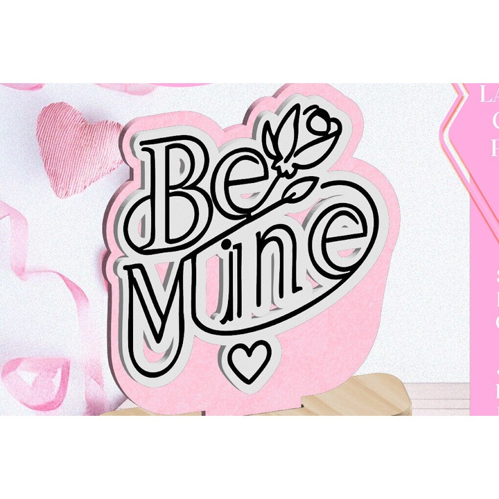 Stolidi decorative Be Mine Love Valentine, Intrahome, 3x3 cm, din plywood 3mm-4mm, set