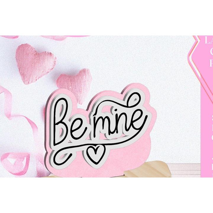 Ornament de Valentine's Day Be Mine Love, Intrahome, 3x3 cm, din plywood, set decorativ