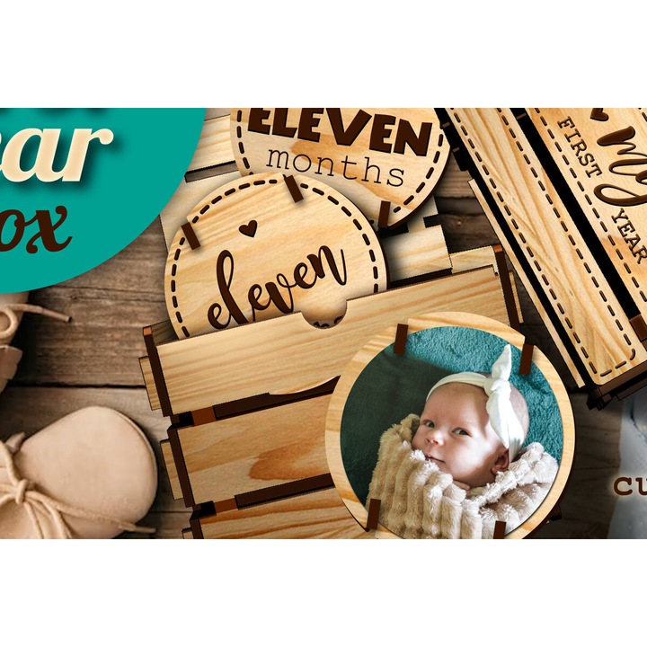 Set decorativ Baby Milestones, Intrahome, 30x20cm, din plywood, 3mm-4mm, pentru decoratiuni si proiecte DIY