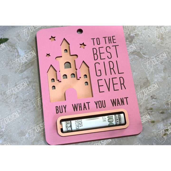 Felicitare din lemn, Intrahome, Moro fetita, 10x20 cm, 3mm-4mm, pentru decoratiuni si proiecte DIY