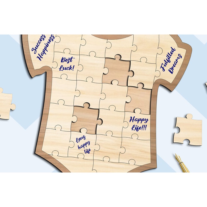 Puzzle Baby Onesie Jump Suit, Intrahome, 10x10 cm, din plywood 3mm-4mm, ideal pentru decorare si proiecte DIY