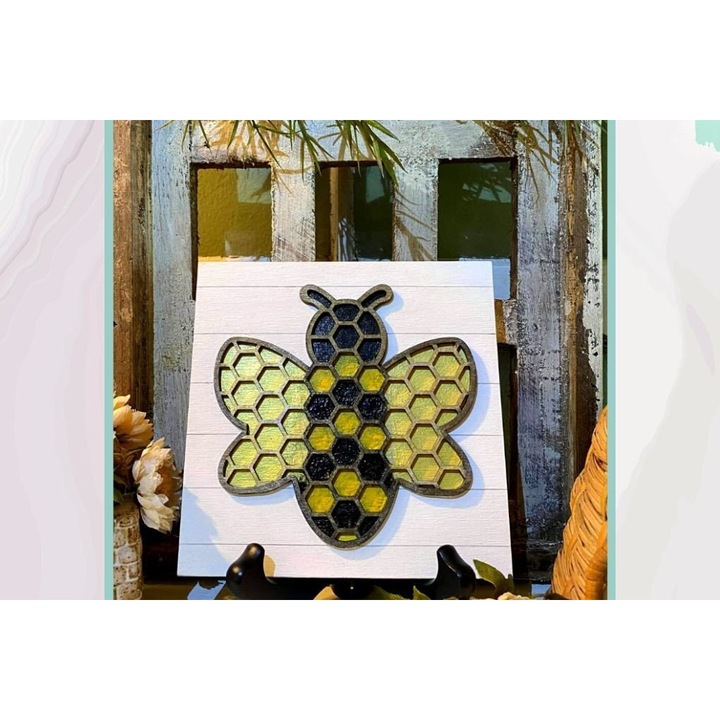 Semn hexagonal din lemn, Intrahome, 254x254cm, pentru decorare si proiecte DIY