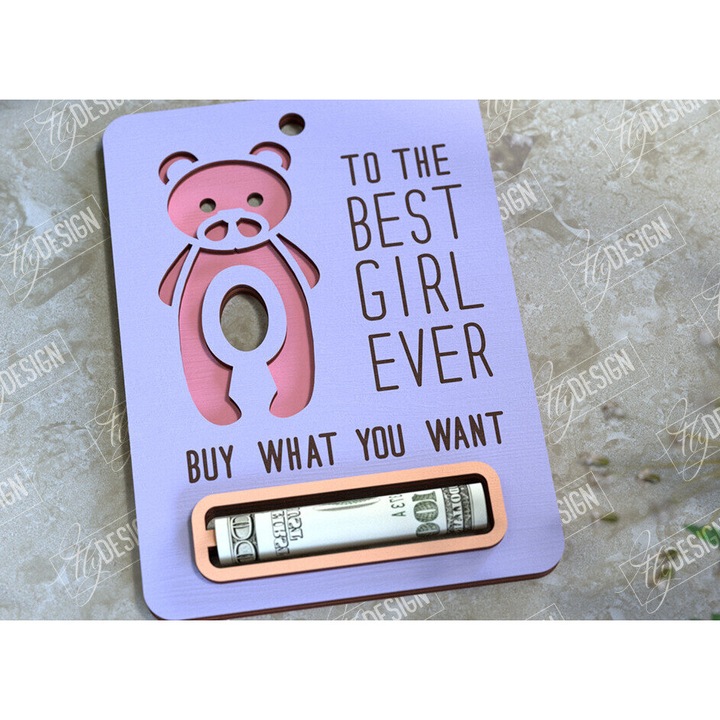 Felicitare din lemn, Intrahome, Moro fetita, 10x20 cm, 3mm-4mm, pentru decoratiuni si proiecte DIY