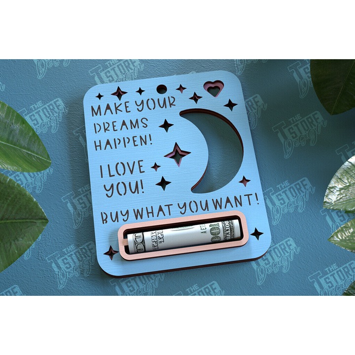 Felicitare din lemn, Intrahome, Moro fetita, 10x20 cm, 3mm-4mm, pentru decoratiuni si proiecte DIY