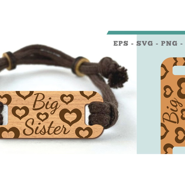 Brachioli Big Sister Set, Intrahome, 5x5 cm, din plywood 3mm-4mm, pentru decoratiuni si proiecte DIY