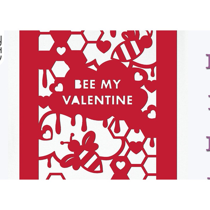Felicitare Bee My Valentine, Intrahome, 15x15 cm, din plywood 3mm-4mm, pentru decorare si proiecte DIY