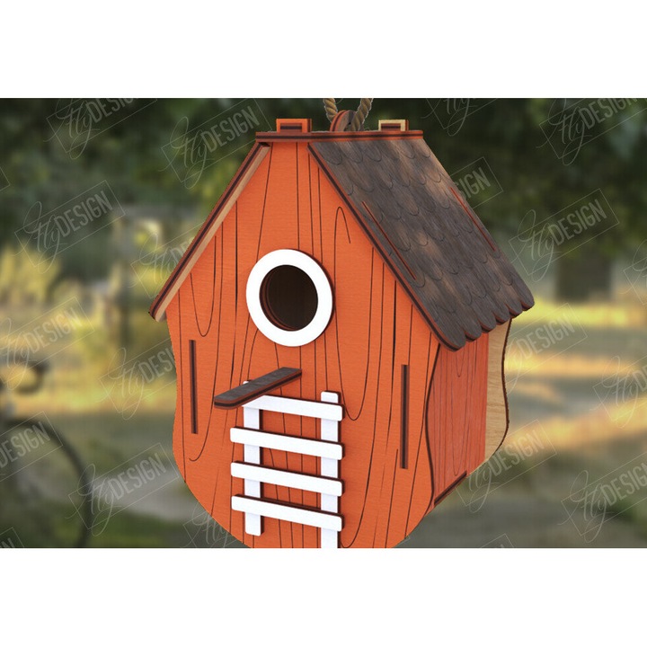 Cuib pentru pasari, Intrahome, 15x15 cm, din plywood 3mm-4mm, pentru decorare si proiecte DIY