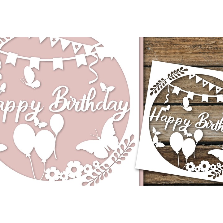 Karta genethlion Paper Cut, Intrahome, 3000x3000cm, din plywood 3mm-4mm, pentru decoratiuni si proiecte DIY