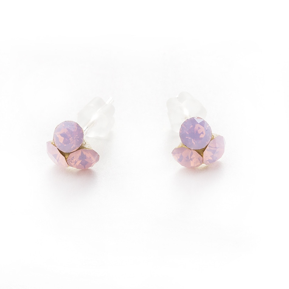 Cercei Argint DaviCrystals cu cristale trifoi mic rose water opal