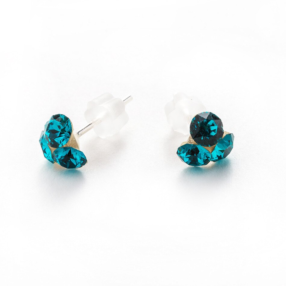 Cercei Argint DaviCrystals cu cristale trifoi mic blue zircon