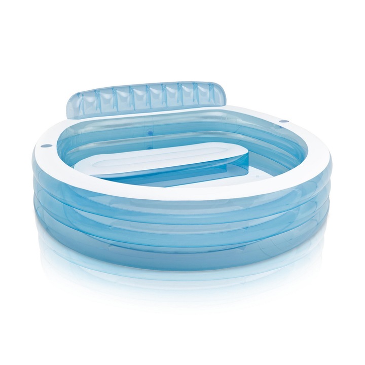 Надуваем басейн, Intex, PVC, 590 л, 229 х 218 х 79 см, Син/Бял