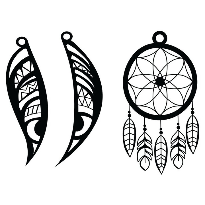 Cercei din lemn Boho, Intrahome, 3x3 cm, set pentru decorare si proiecte DIY