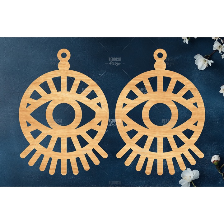 Cercei Boho, Intrahome, din plywood 3x3 cm, set pentru decorare si proiecte DIY