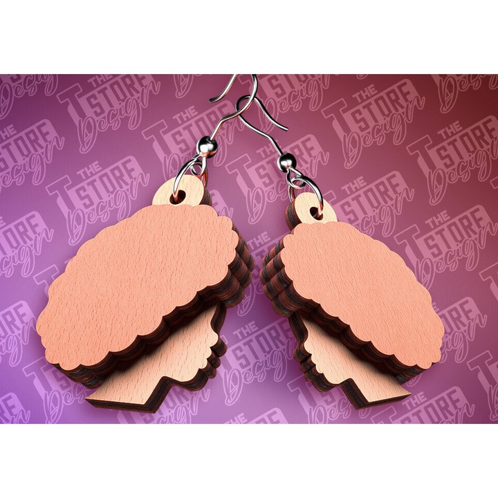 Cercei din lemn cu laser, Intrahome, 3x3 cm, negri, set