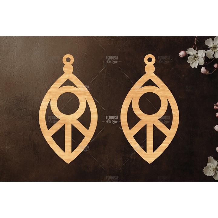 Cercei Boho, Intrahome, din plywood 3mm-4mm, 3x3 cm, pentru decorare si proiecte DIY