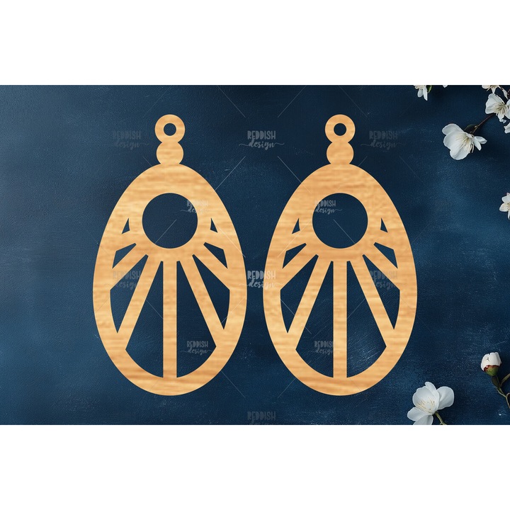 Cercei Boho, Intrahome, din plywood 3x3 cm, pentru decorare si proiecte DIY