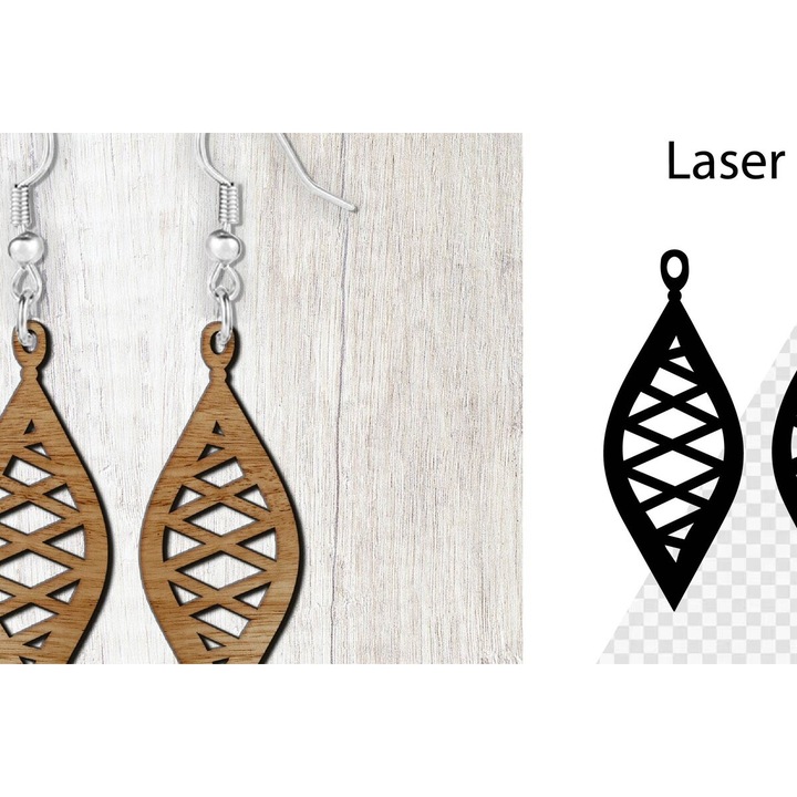 Cercei Boho, Intrahome, 4x4 cm, din plywood, set