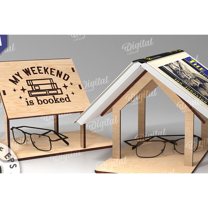 Biblioteca taiata cu laser, Intrahome, 30x20cm, din plywood 3mm-4mm, pentru decorare si proiecte DIY