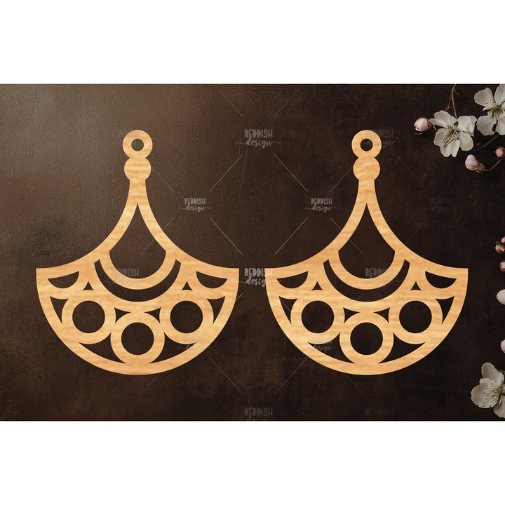 Cercei Boho, Intrahome, din plywood 3x3 cm, set pentru decorare si proiecte DIY