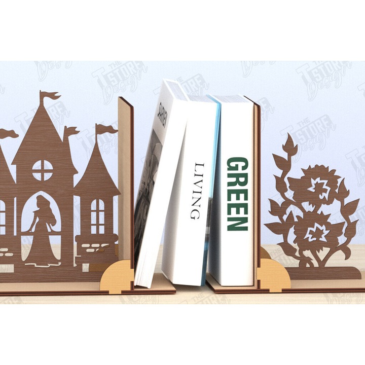 Biblioteca din lemn, Intrahome, 15x15 cm, pentru decorare, CNC