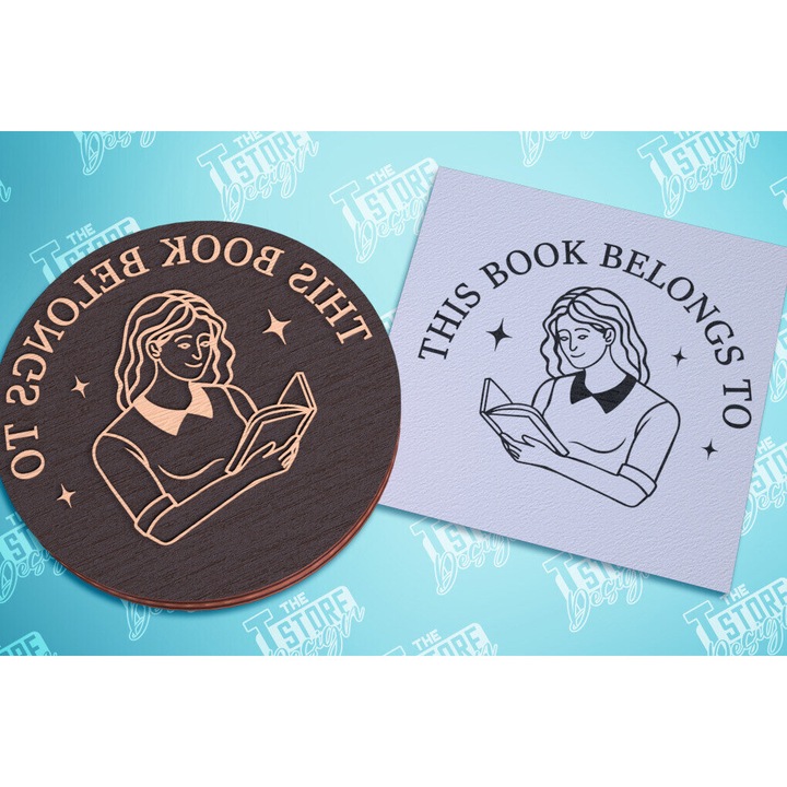 Sphragida bibliou Ex Libris Grammatosemo, 15x15 cm, din plywood 3mm-4mm, set pentru decorare