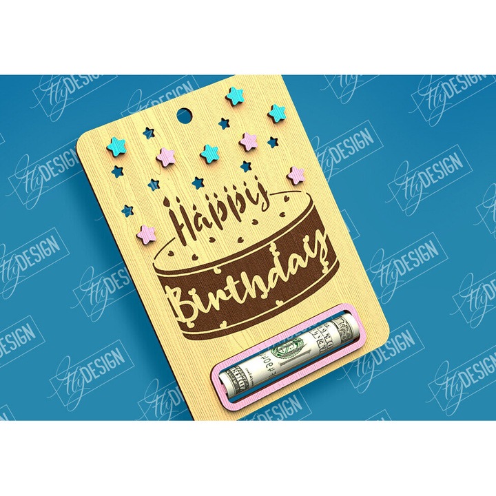 Felicitare genethlion, Intrahome, 15x15 cm, din plywood 3mm-4mm, pentru decorare si proiecte DIY