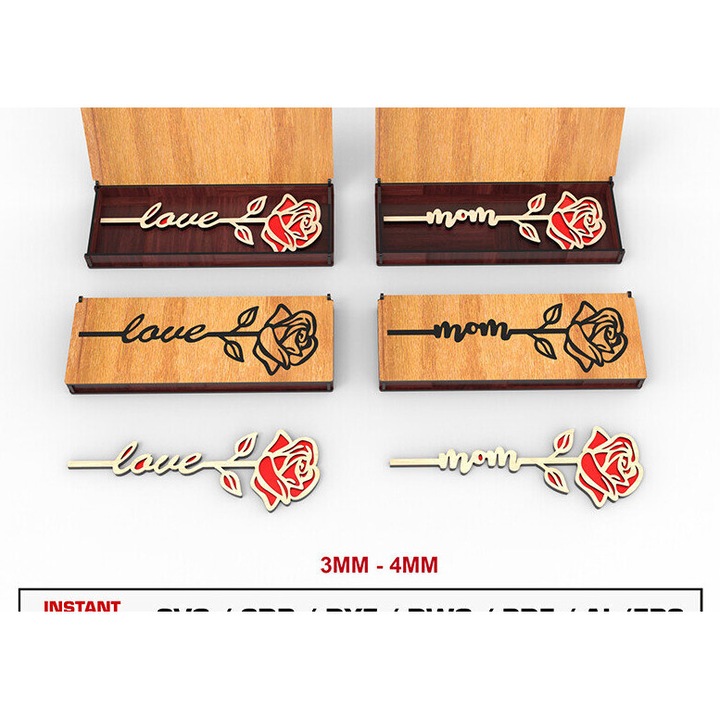 Cutie din lemn cu laser pentru flori, Intrahome, 10x10 cm, 3mm-4mm, pentru decorare si proiecte DIY