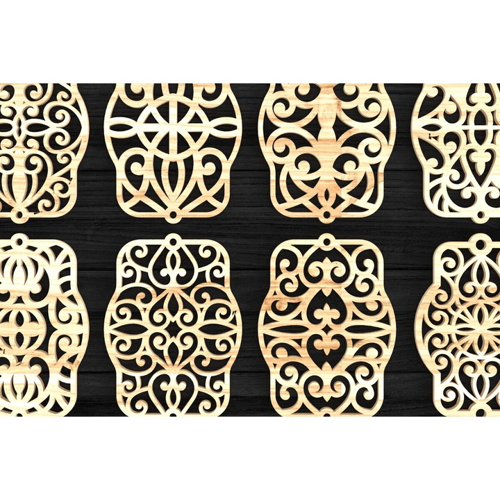 Set de artizanat, Intrahome, brachioli din plywood, 5x5 cm, 3mm-4mm, pentru decupaje cu laser