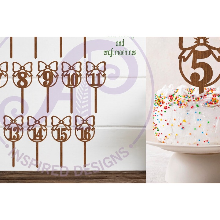 Seturi de artizanat, Phionkoi Noumero Cake Toppers, 16 schema, 30x20cm, din plywood 3mm-4mm
