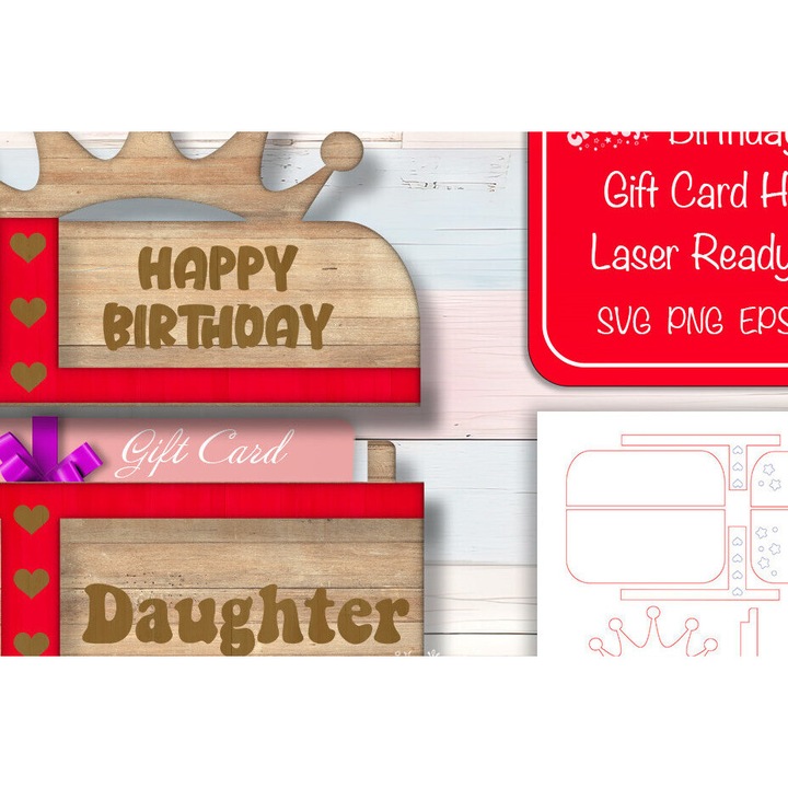 Cutie de nastere fiica, Intrahome, 15x15 cm, din plywood 3mm-4mm, pentru decoratiuni si proiecte DIY