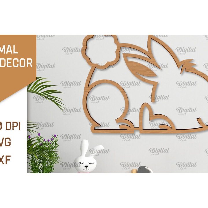 Decoratiune de perete din lemn cu laser, Intrahome, 15x15 cm, pentru Paste, din plywood 3mm-4mm