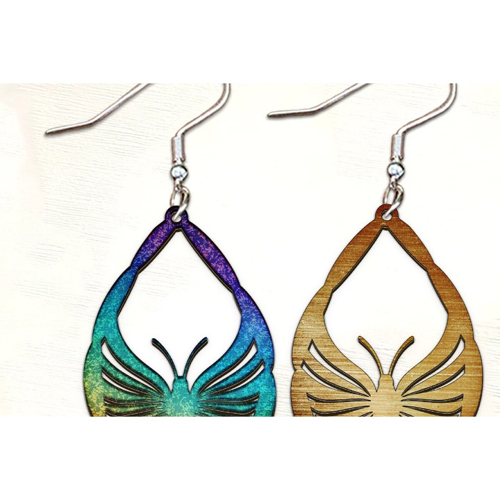 Cercei Butterfly Boho, Intrahome, din plywood 3mm-4mm, 4x4 cm, pentru decorare si proiecte DIY