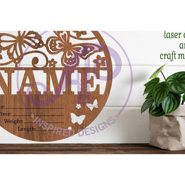 Decoratiune camera copilului, Intrahome, Petaloudes Neogenneto Moro, 10x10 cm, din plywood 3mm-4mm, pentru decoratiuni si proiecte DIY