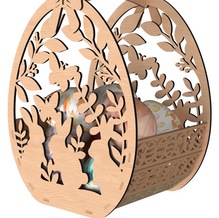 Cos pascal din lemn, Intrahome, 30x20 cm, pentru decoratiuni si proiecte DIY