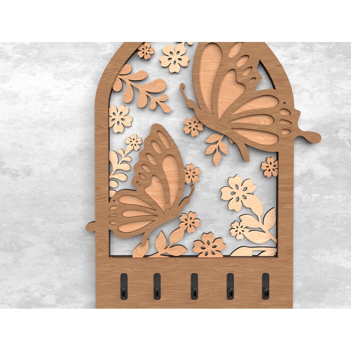 Cutie pentru chei Petalouda, Intrahome, 30x20cm, din plywood 3mm-4mm, ideala pentru decorare si proiecte DIY
