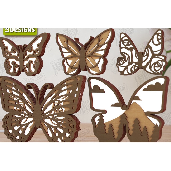 Lampa petaloudas din plywood, Intrahome, 15x15 cm, set pentru decorare si proiecte DIY