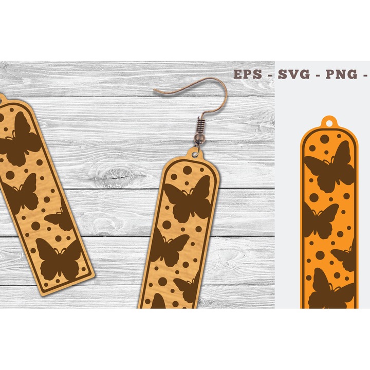 Cercei din lemn taiati cu laser, Intrahome, 3x3 cm, pentru decorare si proiecte DIY, 3mm-4mm