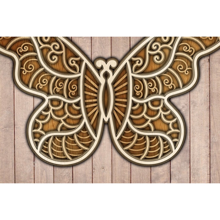 Placa lemn, Intrahome, Petalouda ed /Xylokopsimo, 15x15cm, 3mm-4mm, pentru decoratiuni si proiecte DIY