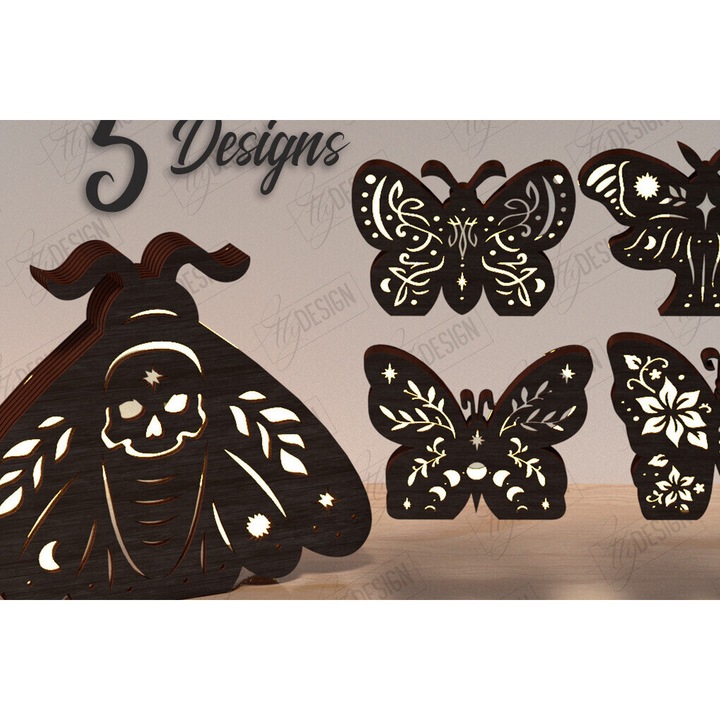 Lampa petaloudas din plywood, Intrahome, 30x20 cm, pentru decorare si proiecte DIY