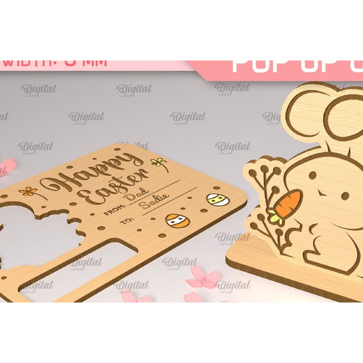 Felicitare Paschaline anadyomene, Intrahome, 15x15 cm, din plywood, pentru decorare si proiecte DIY