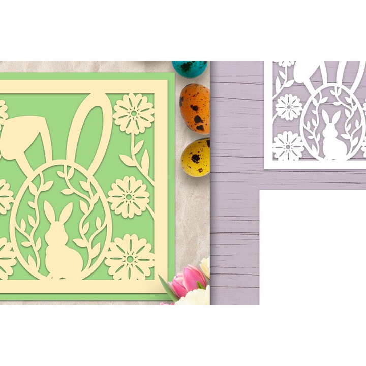 Carton pascal cu urechi de iepuras, Intrahome, 15x15 cm, din plywood 3mm-4mm, pentru decoratiuni si proiecte DIY