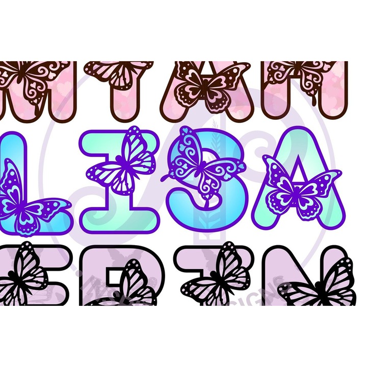 Set litere fluture 60, Intrahome, 5x5 cm, din plywood 3mm-4mm, pentru decorare si proiecte DIY