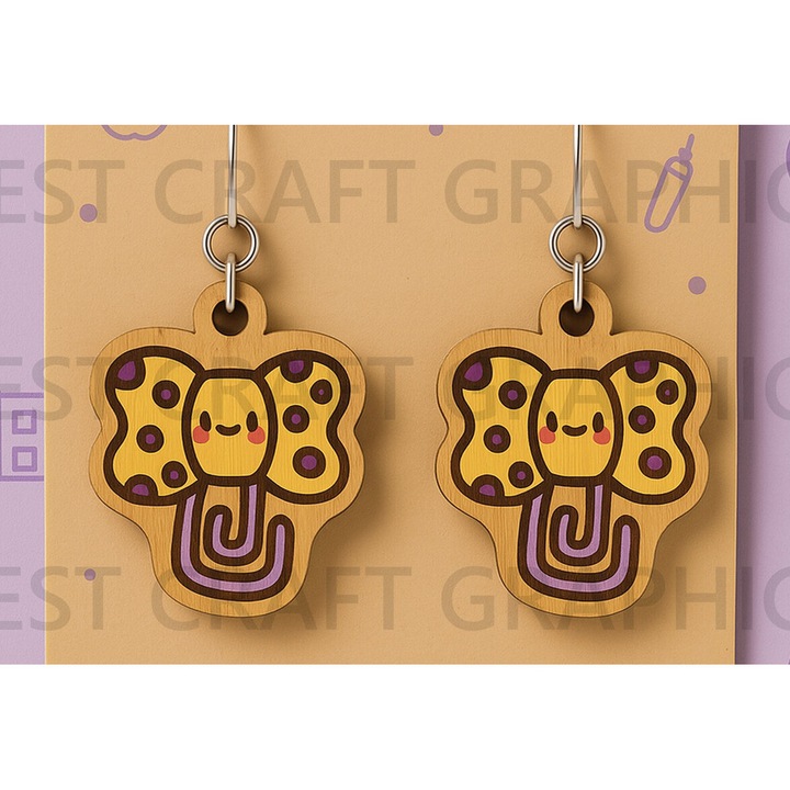 Cercei din lemn cu flori, Intrahome, 3x3 cm, set de bijuterii pentru decorare si proiecte DIY