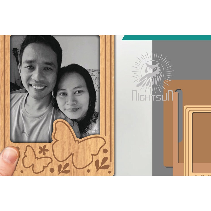 Rame foto clasice, Intrahome, 20x30 cm, din plywood, cu taiere in forma de petala