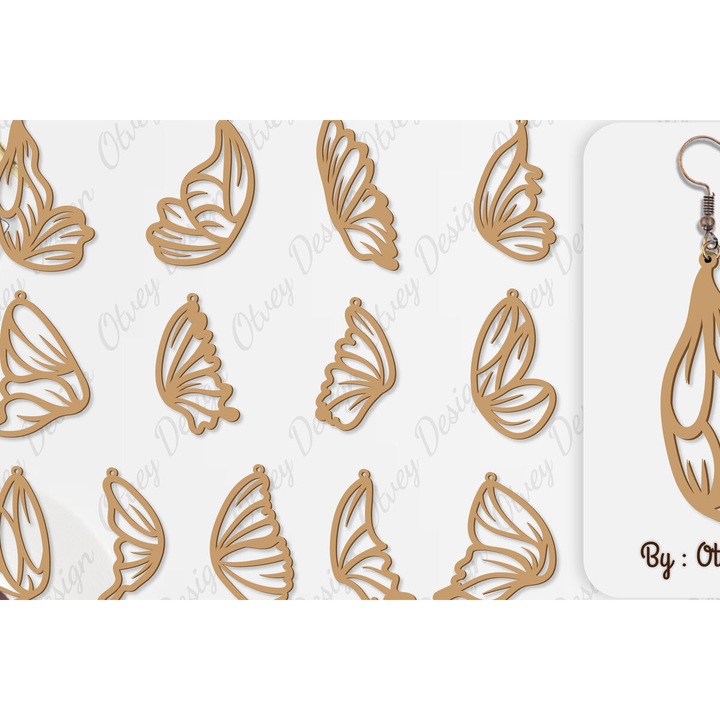 Cercei din lemn cu petale, Intrahome, 3x3 cm, set pentru decorare si proiecte DIY