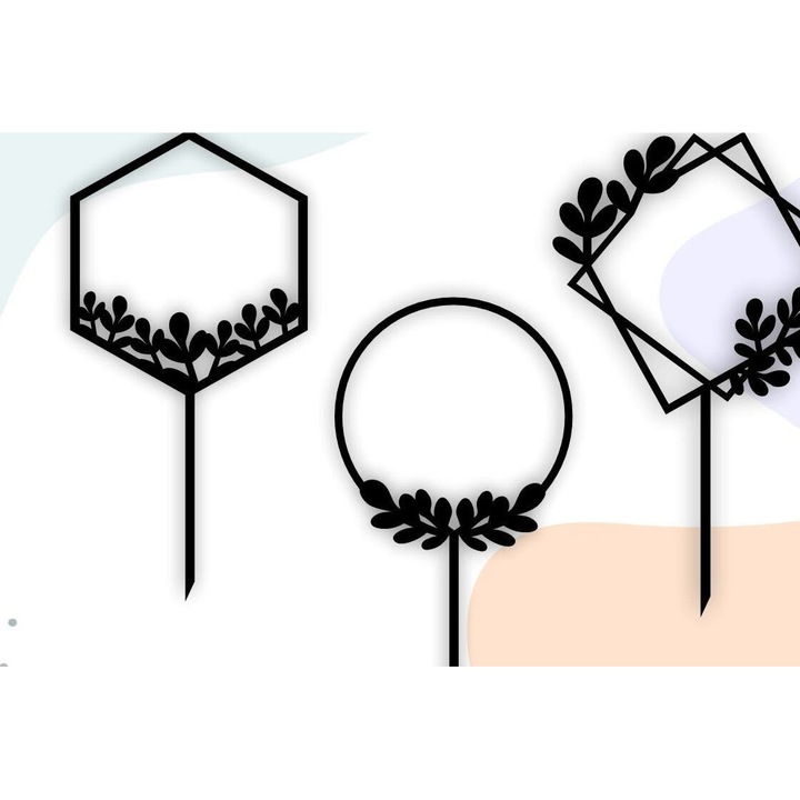 Cadru Cake Topper pentru Cricut, Intrahome, 20x30 cm, din plywood 3mm-4mm, ideal pentru decoratiuni si proiecte DIY