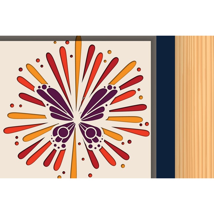 Cutie de umbra Petalouda cu artificii, Intrahome, 25x25 cm, din plywood 3mm-4mm, pentru decoratiuni si proiecte DIY