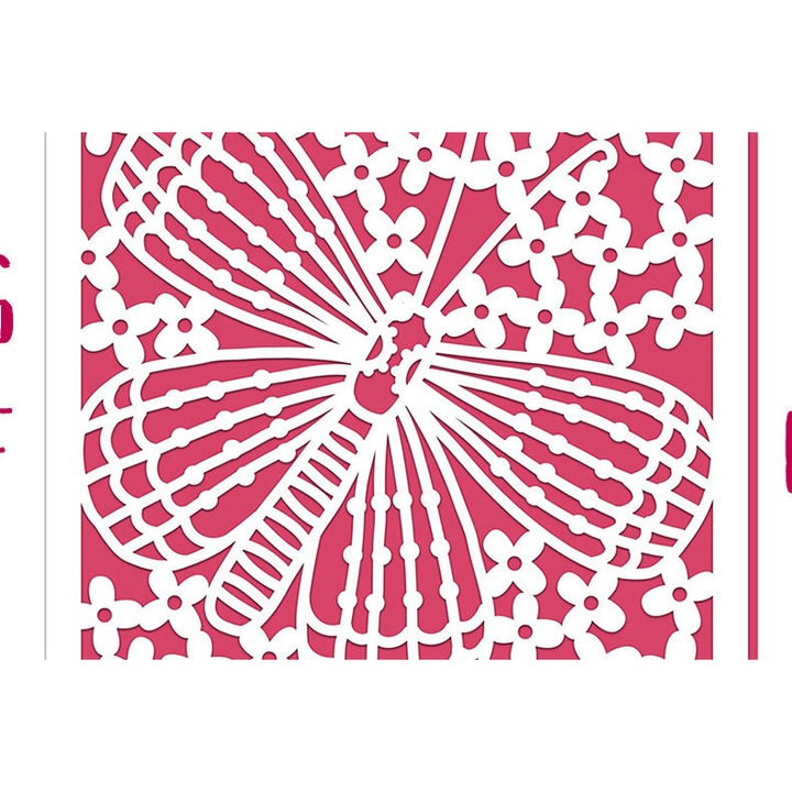 Card de decupaj Butterfly and Blossom, Intrahome, 5x5 cm, din plywood 3mm-4mm, pentru decoratiuni si proiecte DIY