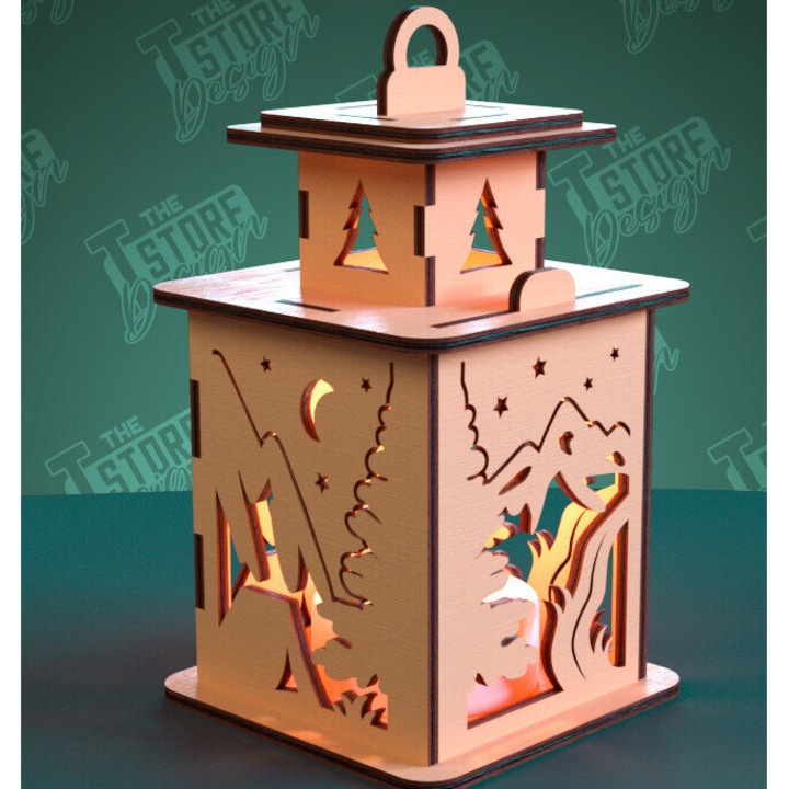 Lampa de noapte pentru camping, Intrahome, 30x20 cm, din plywood, ideala pentru decorare si proiecte DIY